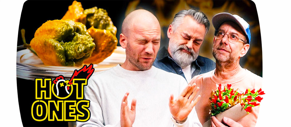 Hot Ones collage med Chili Klaus og gæster